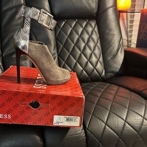 Guess Women's Silver and Brown Heeled Sandals
